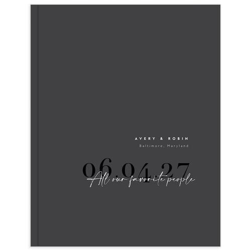 Modern Vow Wedding Guest Book Charcoal