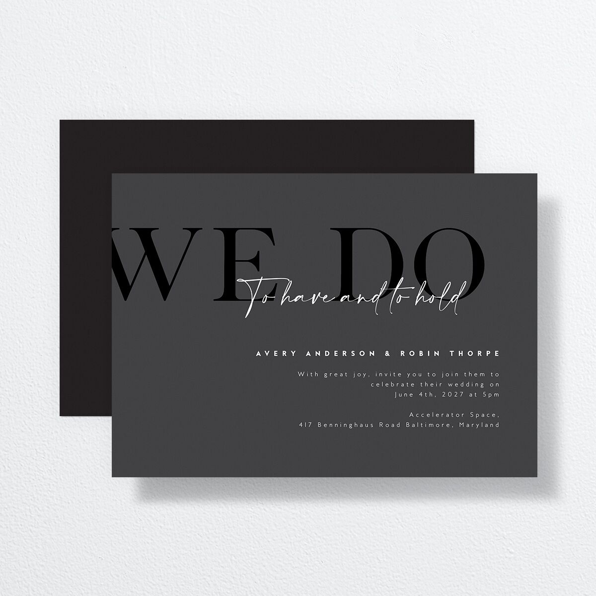 Modern Vow Wedding Invitations Charcoal Signature No Standard