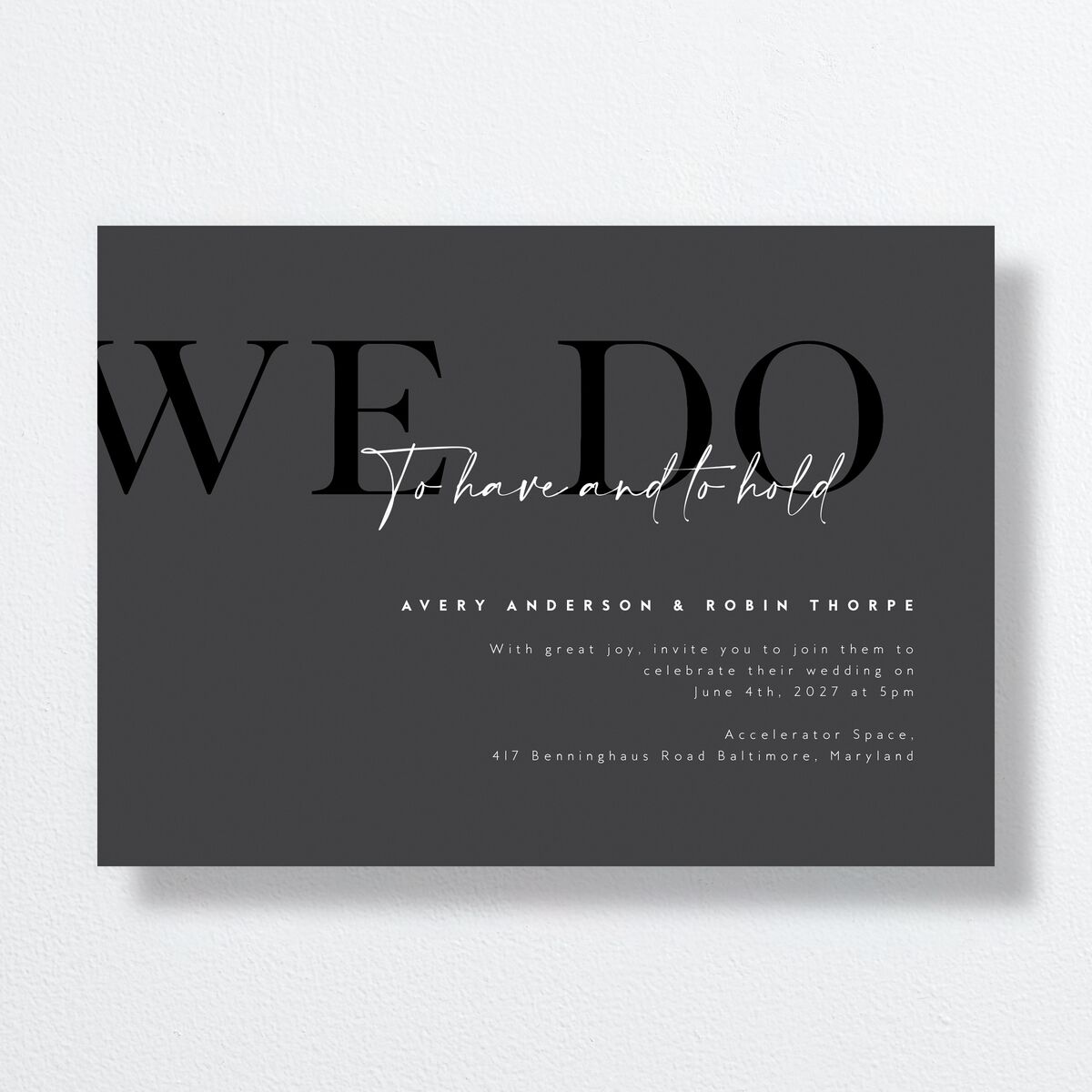 Modern Vow Wedding Invitations Charcoal Signature No Standard