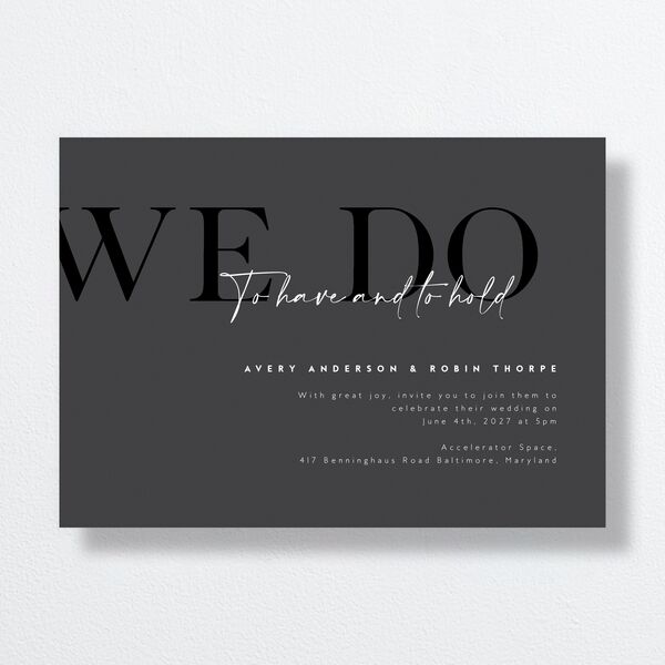 Modern Vow Wedding Invitations Charcoal Signature No Standard