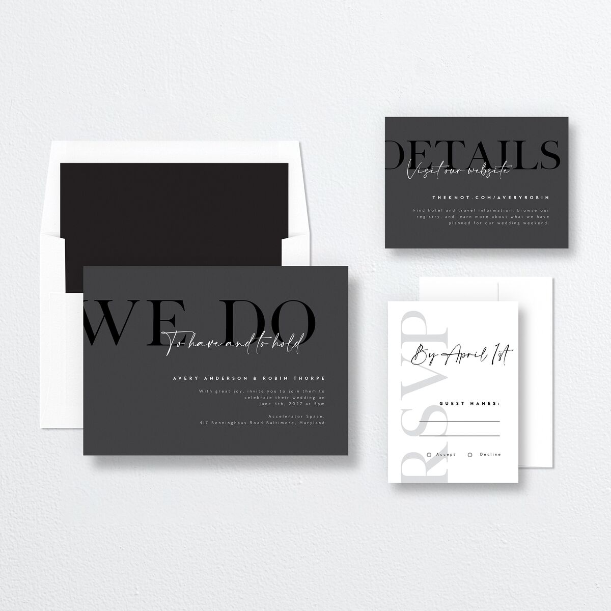 Modern Vow Wedding Invitations Charcoal Signature No Standard
