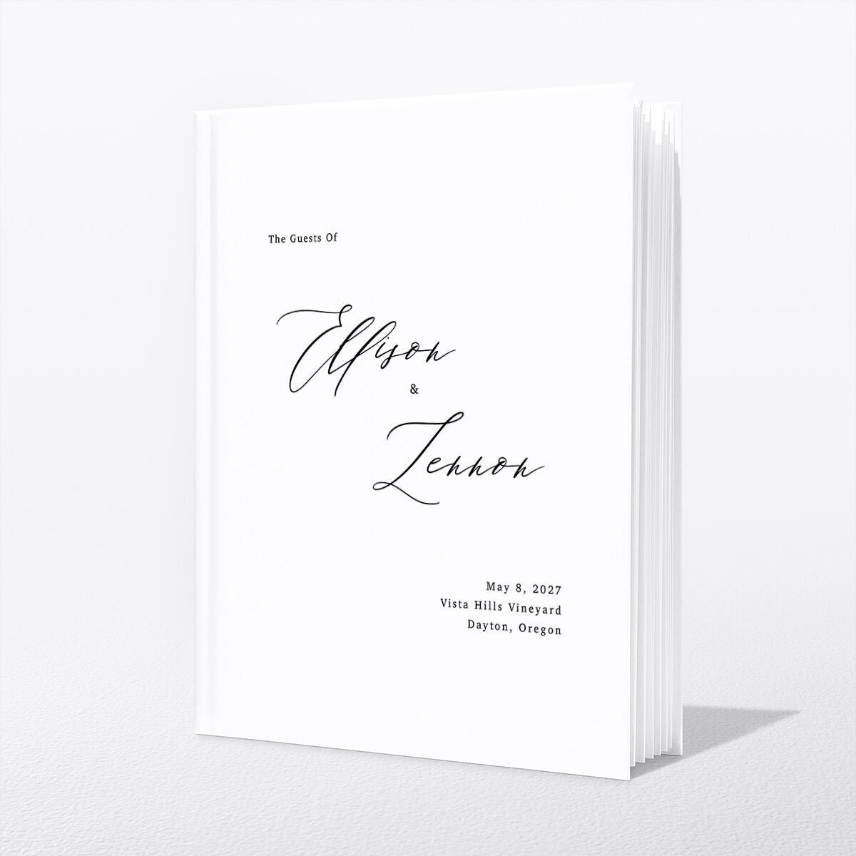 Minimal Calligraphy Wedding Guest Book Midnight