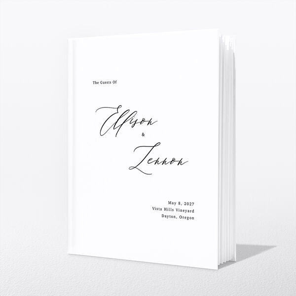 Minimal Calligraphy Wedding Guest Book Midnight