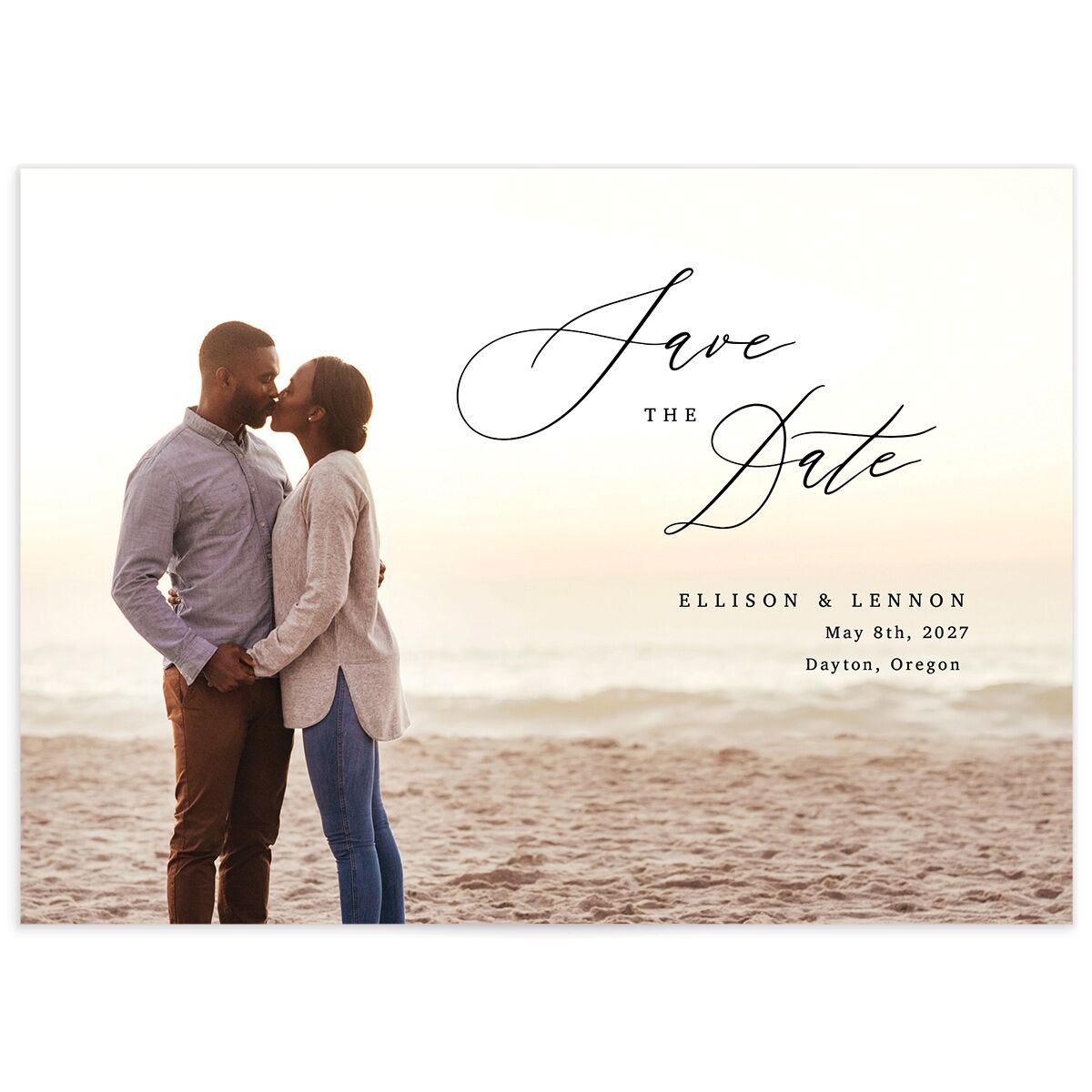 Minimal Calligraphy Save the Date Cards