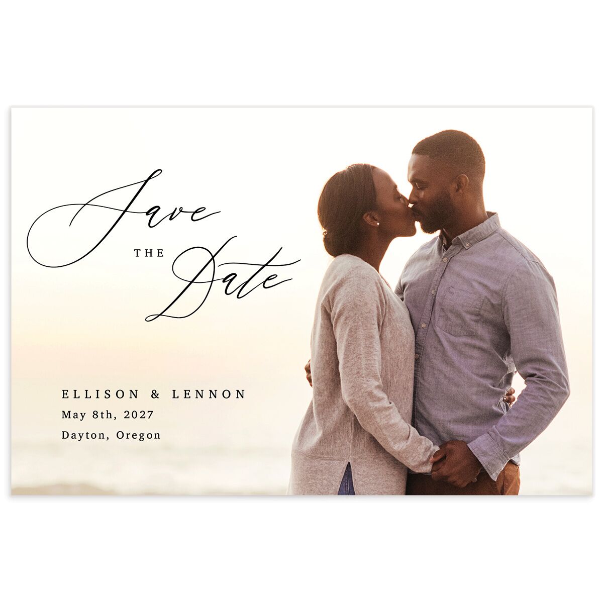 Minimal Calligraphy Save the Date Postcards