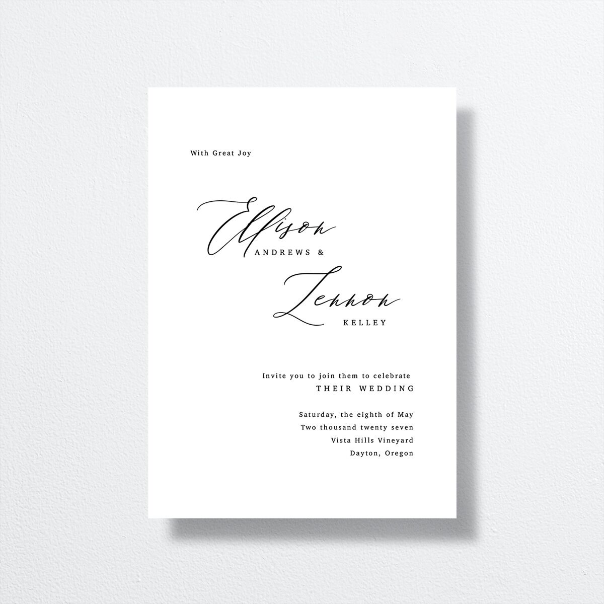 Minimal Calligraphy Wedding Invitations Midnight Signature No