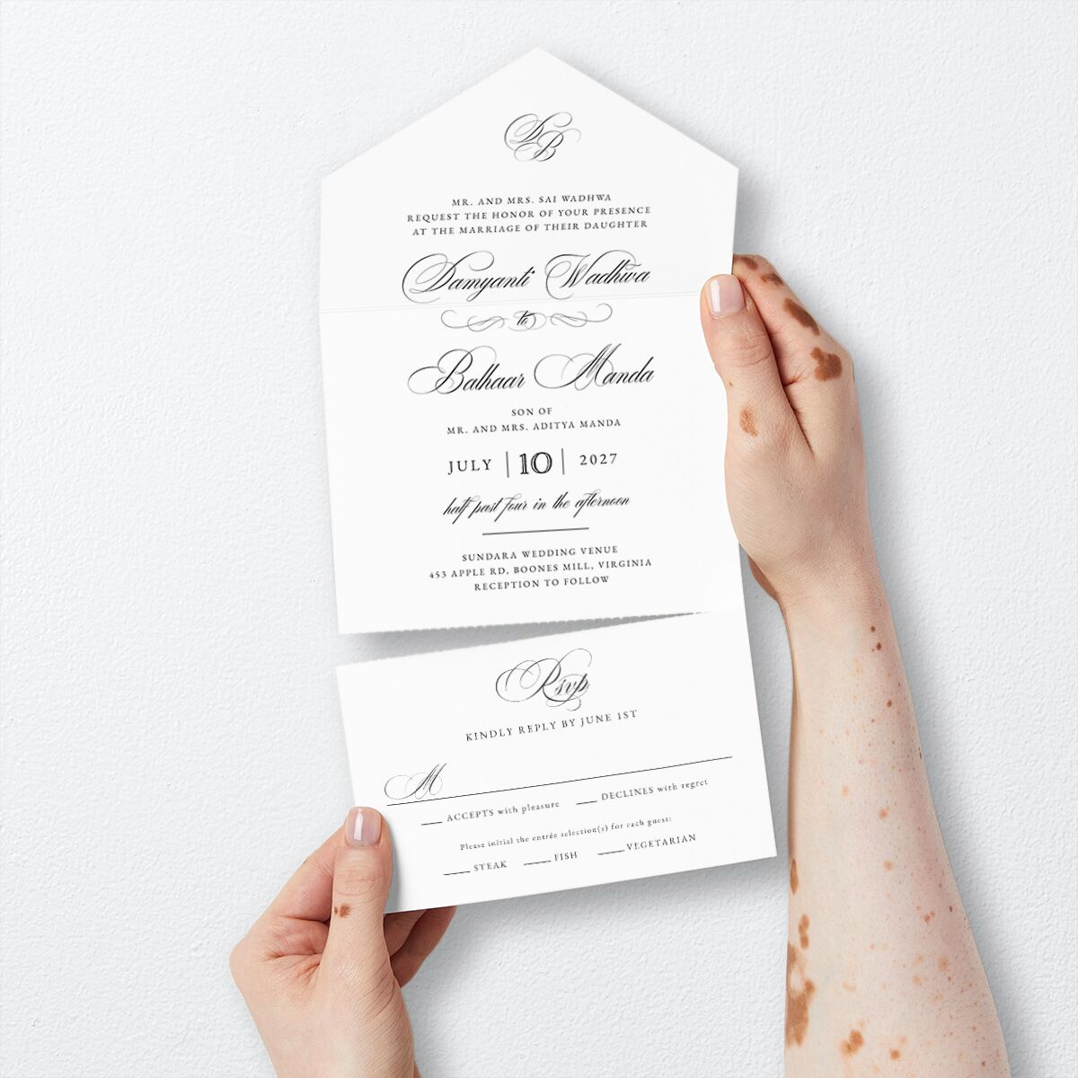 Vintage Flourish All-in-One Wedding Invitations — view 3