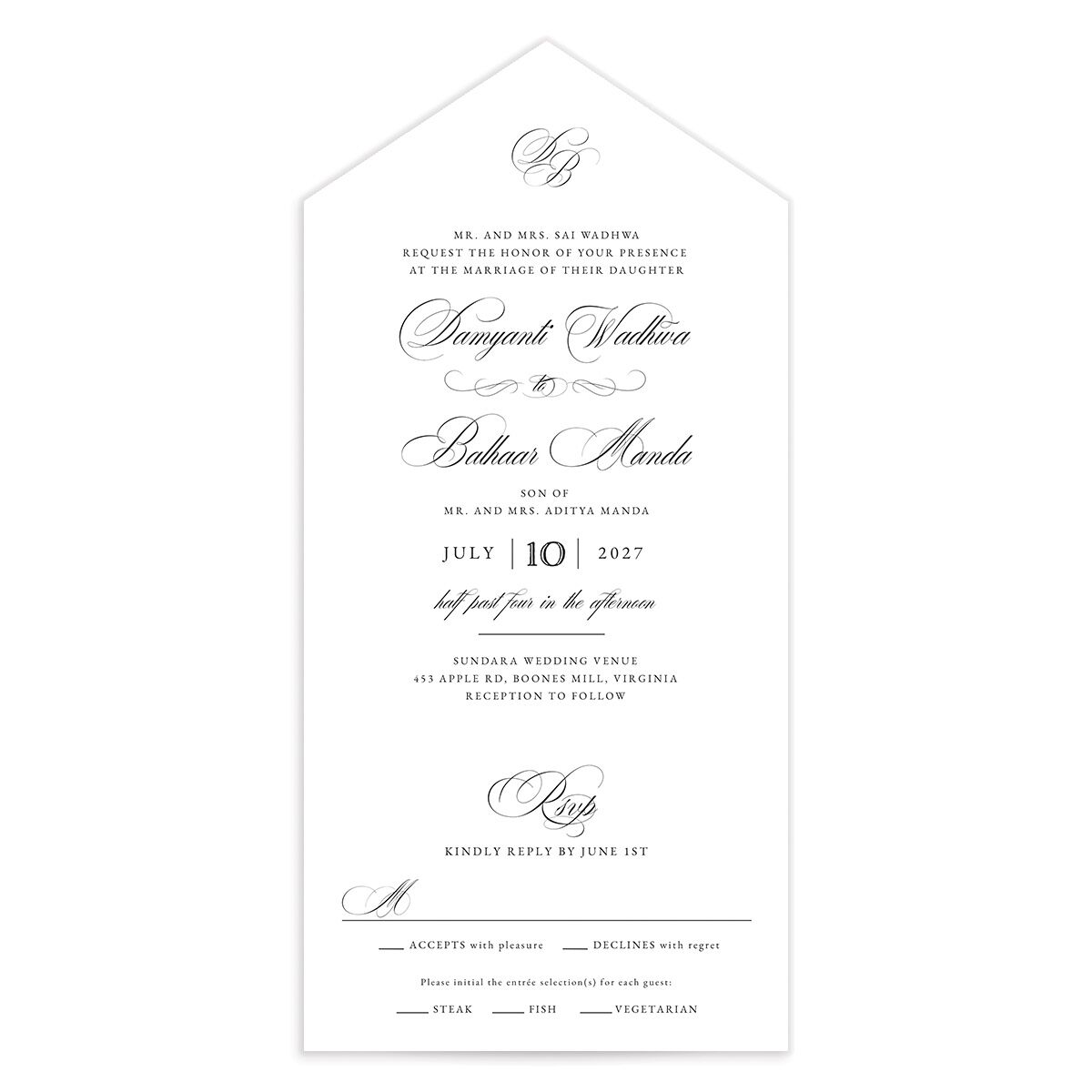 Vintage Flourish All-in-One Wedding Invitations