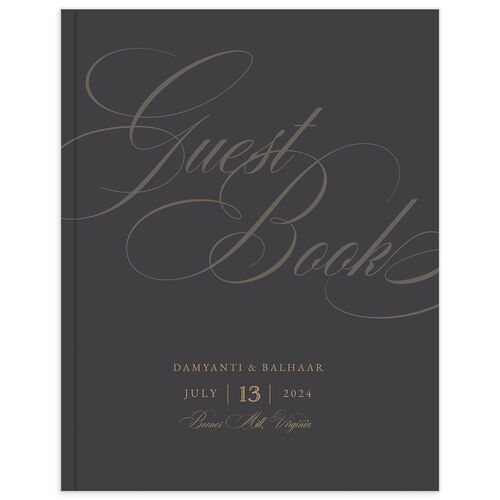 Vintage Flourish Wedding Guest Book Charcoal