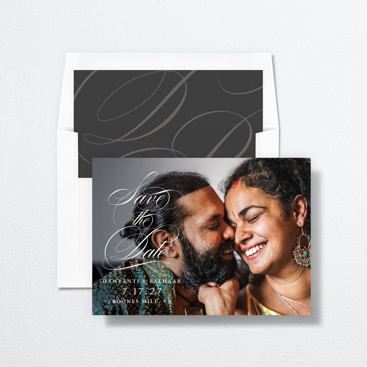 Vintage Flourish Save The Date Cards Pure White Signature smooth No Standard