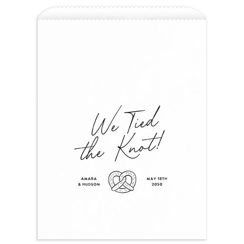 Hand Drawn Wavy Border Wedding Day Paper Favor Bags White Pure White Wax-Lined Food Safe Paper