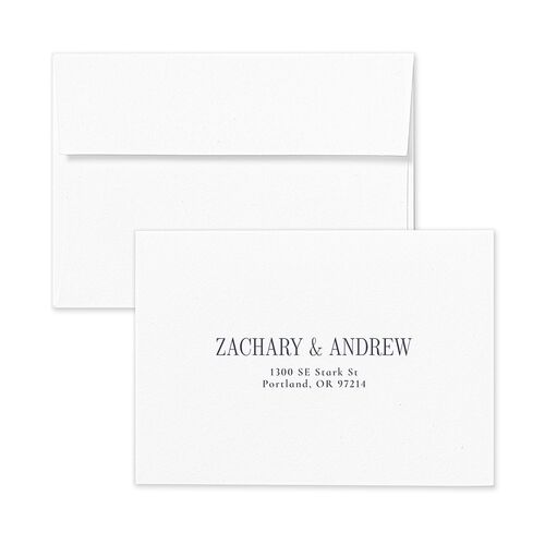 Minimal Arched Photo Response Card Envelopes Dusty Blue White Return Address Signature Standard