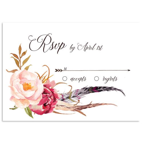 Bohemian Floral Wedding Response Cards Raspberry Signature Standard
