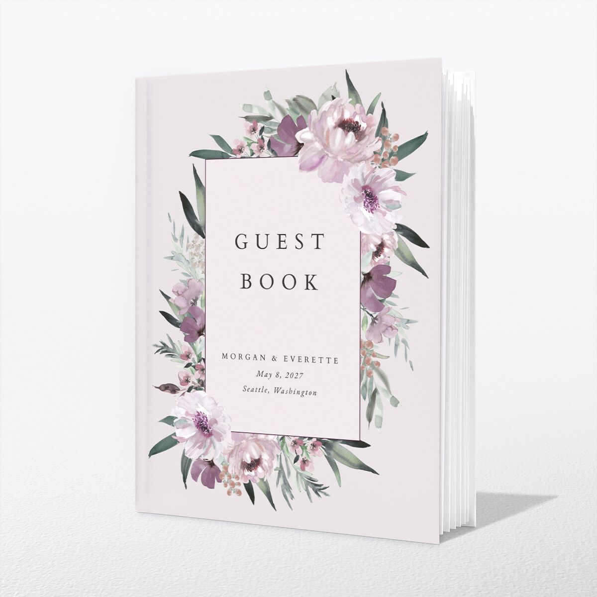 Romantic Frame Wedding Guest Book Mauve