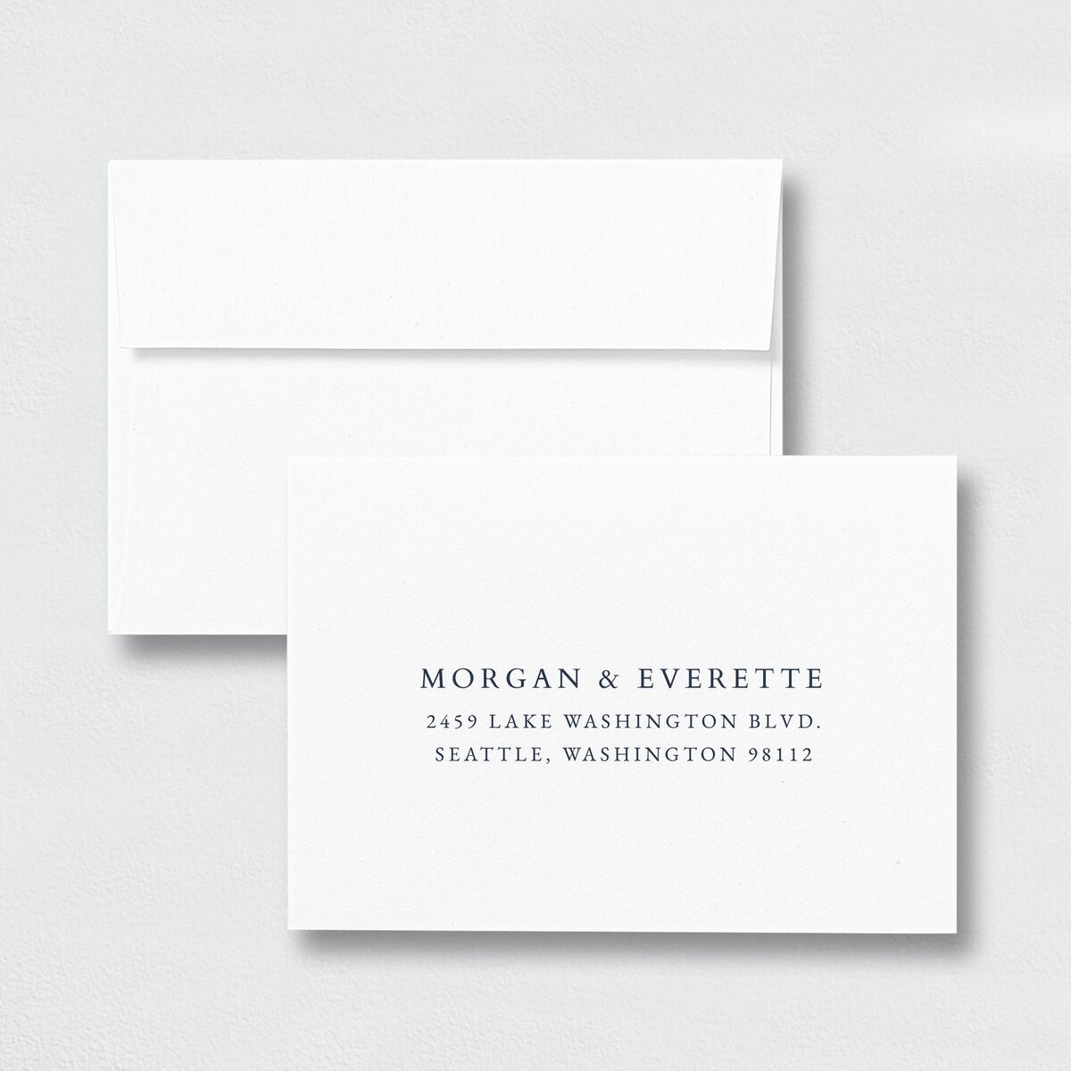 Romantic Frame Wedding Response Card Standard Envelopes White Standard Regency Blue Return Address Signature
