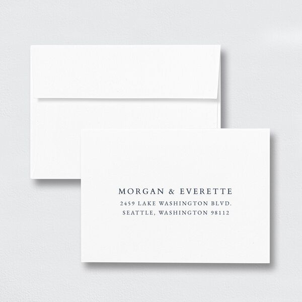 Romantic Frame Wedding Response Card Standard Envelopes White Standard Regency Blue Return Address Signature