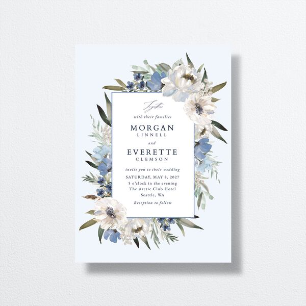 Romantic Frame Wedding Invitations Regency Blue Signature No