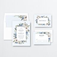 Romantic Frame Wedding Invitations Regency Blue Signature No