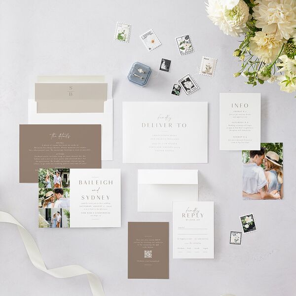Side Panel Wedding Invitations Fawn Signature Blank No Standard