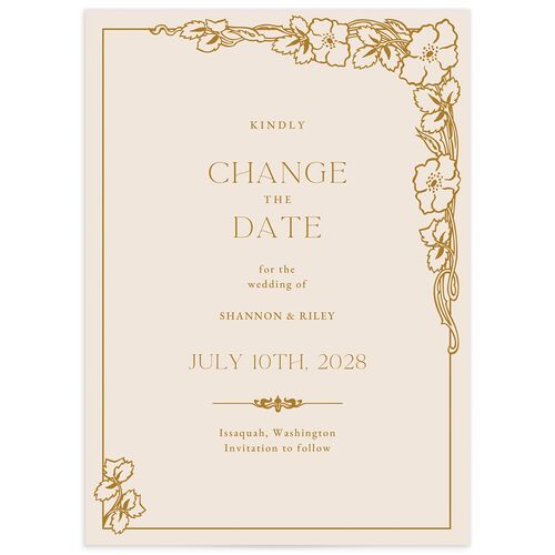 Antique Nouveau Change The Date Invitations - Gold