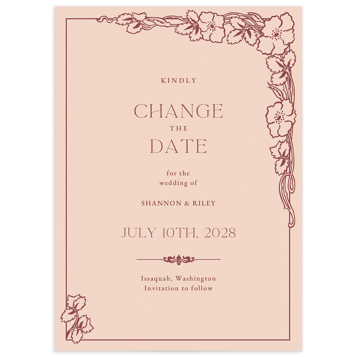 Antique Nouveau Change The Date Invitations