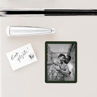 Refined Monogram Save The Date Magnets Dark Green Magnet Paper