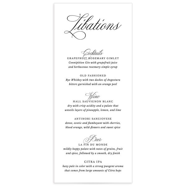 Classical Script Menus Pure White Signature