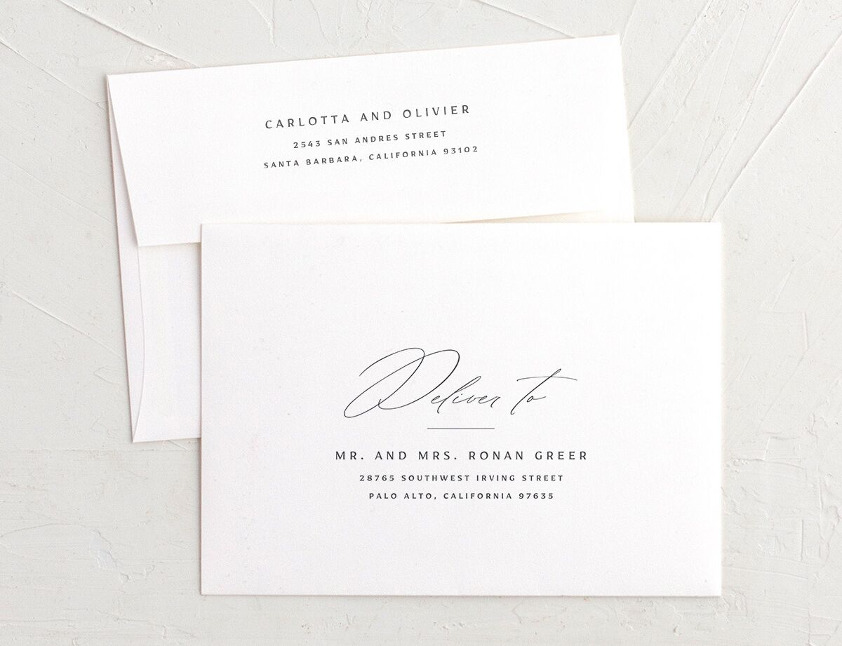 Simply Classic Thank You Card Envelopes White Standard Charcoal Both Recipient and Return Addresses Signature