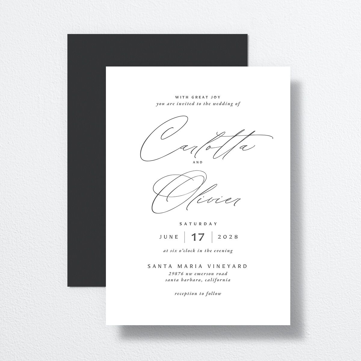 Simply Classic Wedding Invitations Charcoal Signature No Standard