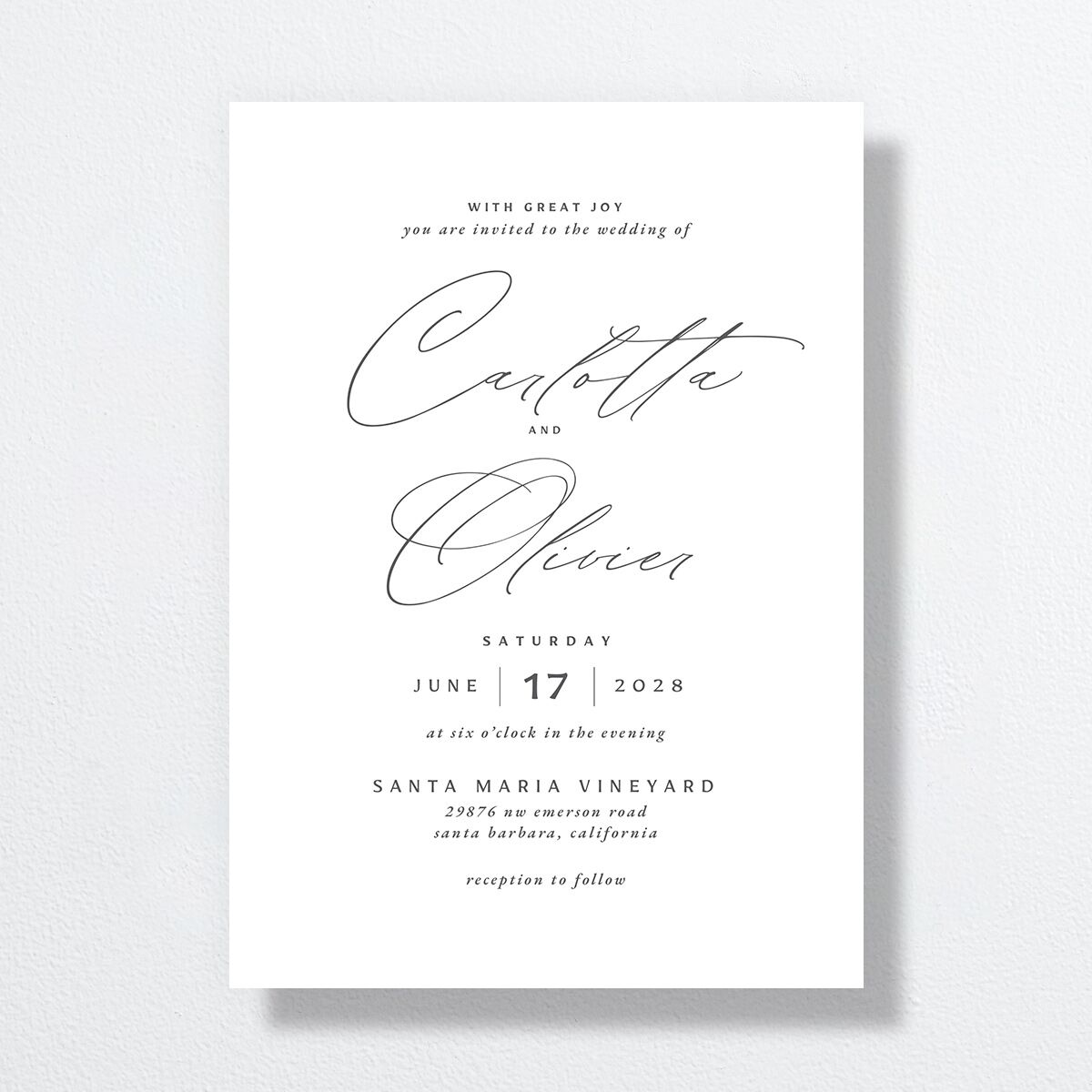 Simply Classic Wedding Invitations Charcoal Signature No Standard