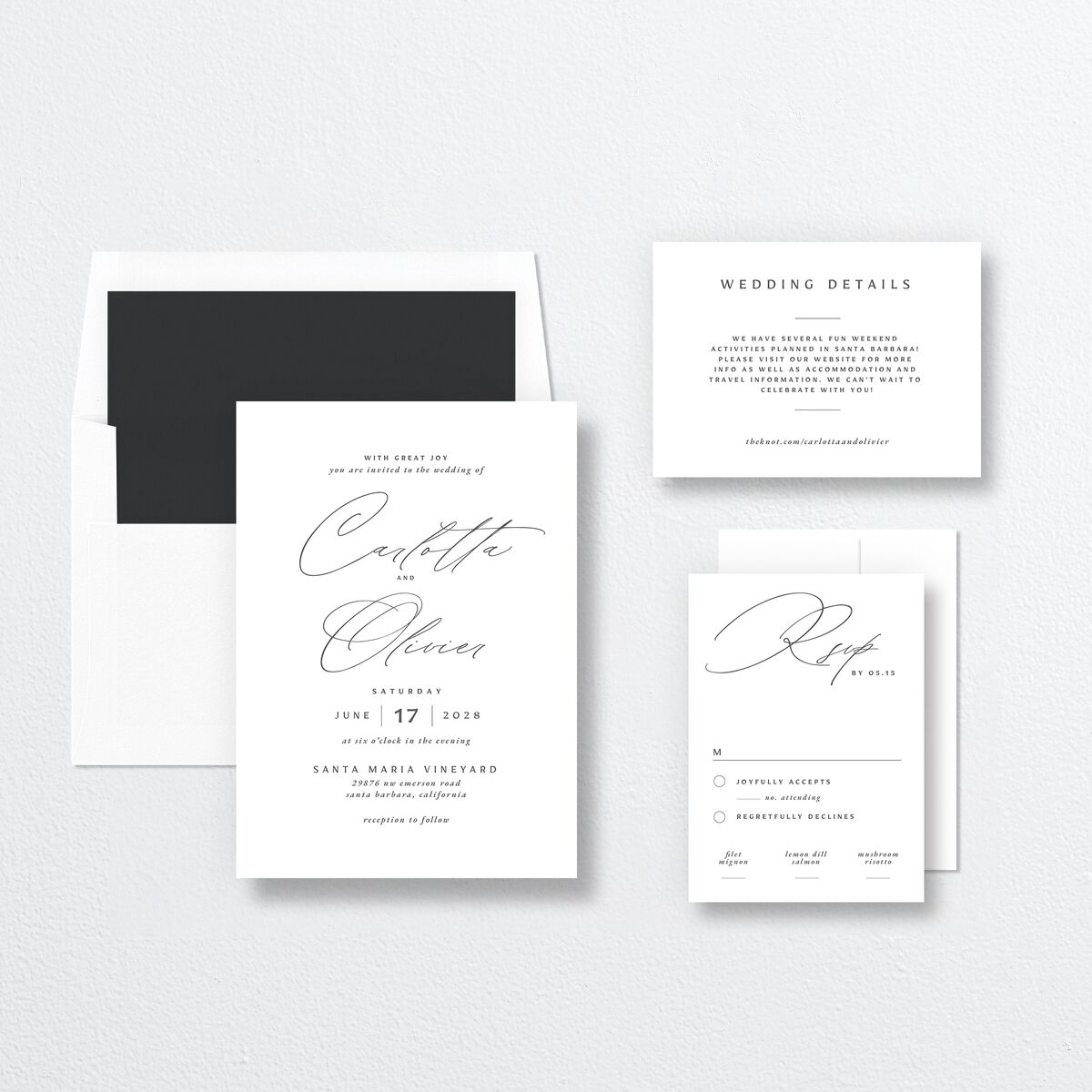 Simply Classic Wedding Invitations Charcoal Signature No Standard