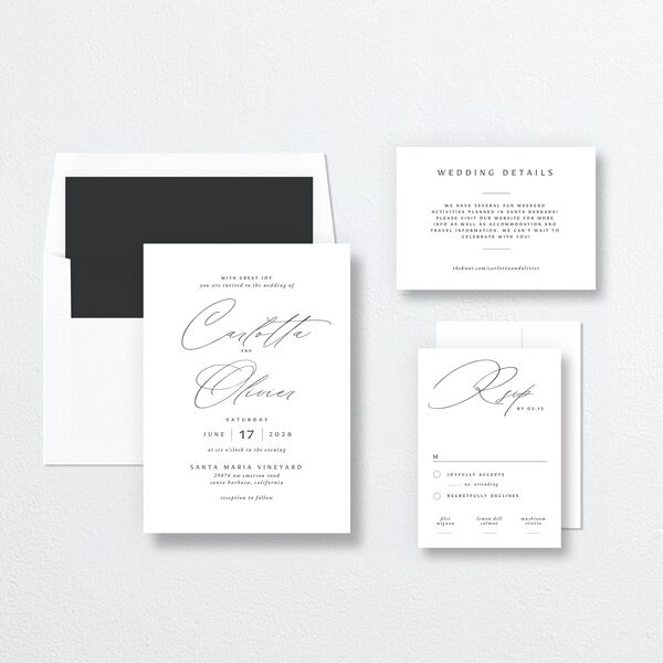 Simply Classic Wedding Invitations Charcoal Signature No Standard