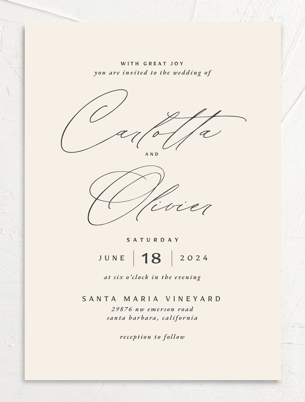 Simply Classic Wedding Invitations front