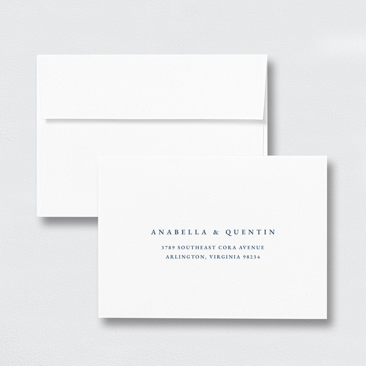 Classic Floral Wedding Response Card Standard Envelopes White Standard Dusty Blue Return Address Signature