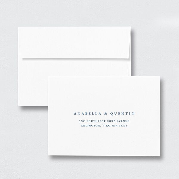Classic Floral Wedding Response Card Standard Envelopes White Standard Dusty Blue Return Address Signature