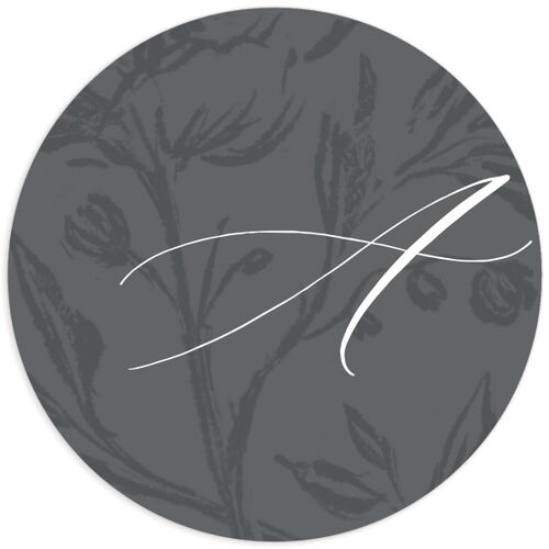 Classic Floral Wedding Stickers Steel Gray