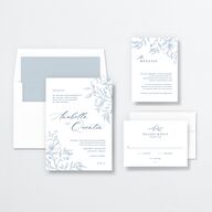 Classic Floral Wedding Invitations Dusty Blue Signature No