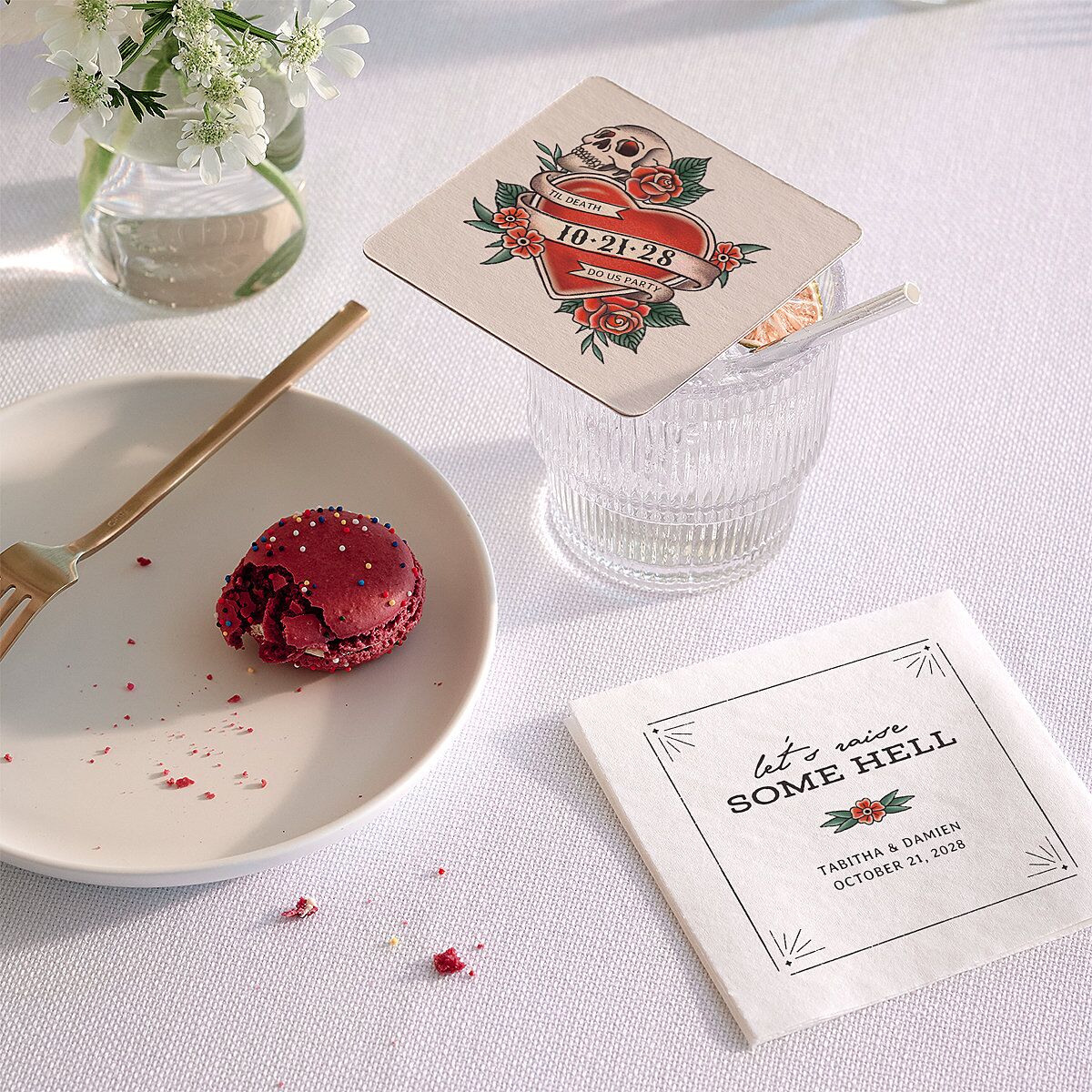 Til Death Tattoos Coasters Linen Cardboard Soft Square