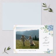Elegant Hydrangea Save The Date Cards Dusty Blue Signature smooth Blank No Standard