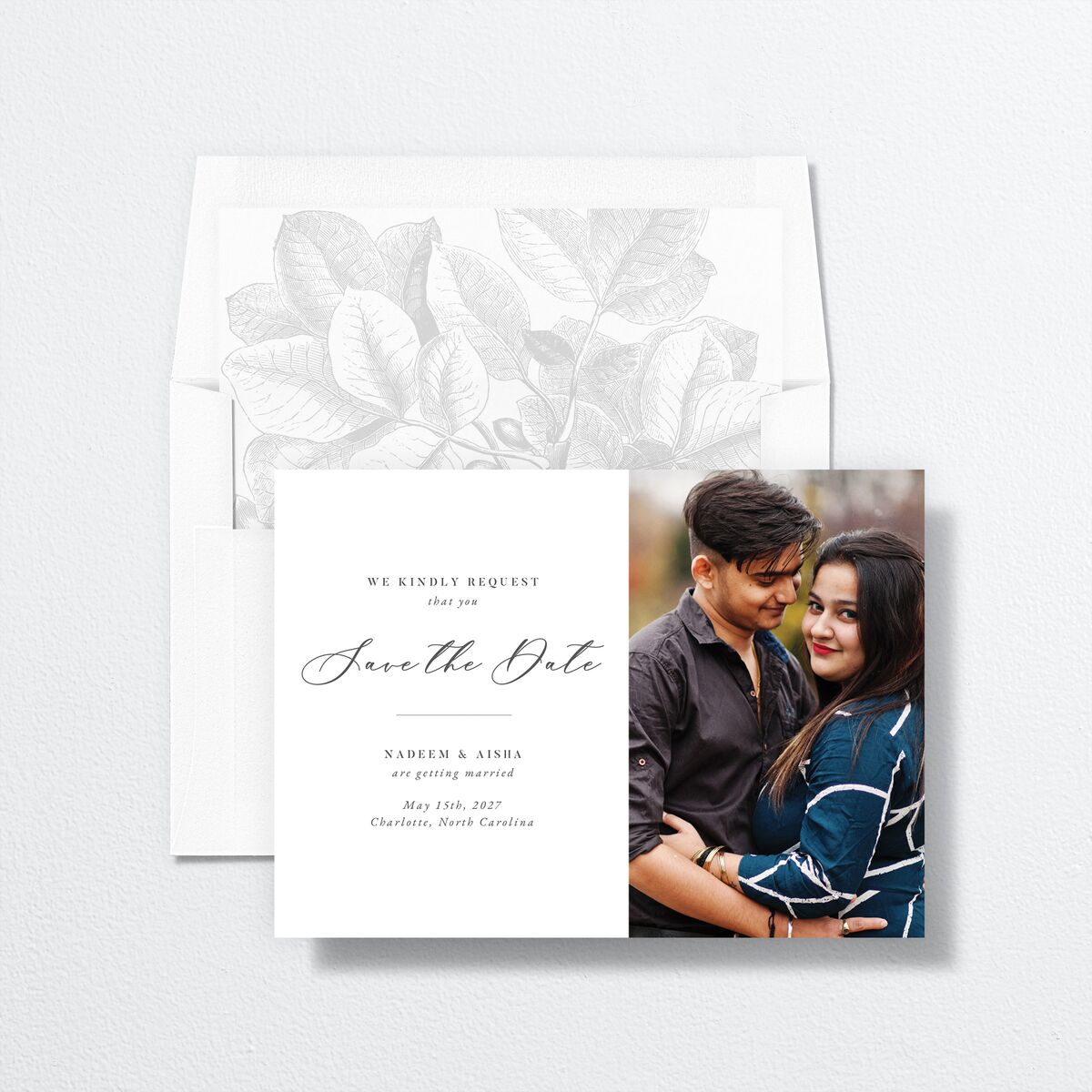 Timeless Script Save The Date Cards Medieval Grey Signature smooth No