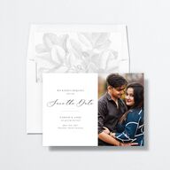 Timeless Script Save The Date Cards Medieval Grey Signature smooth No