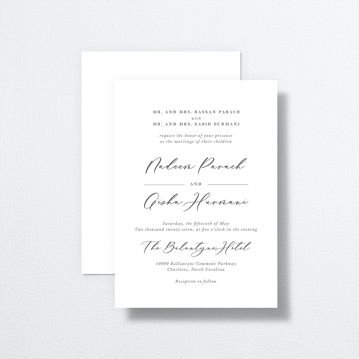 Timeless Script Wedding Invitations Medieval Grey Signature No
