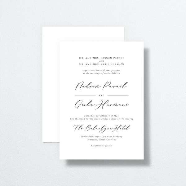 Timeless Script Wedding Invitations Medieval Grey Signature No