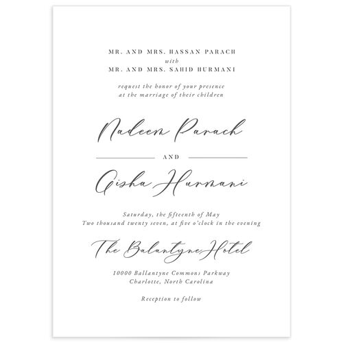 Timeless Script Wedding Invitations - Grey
