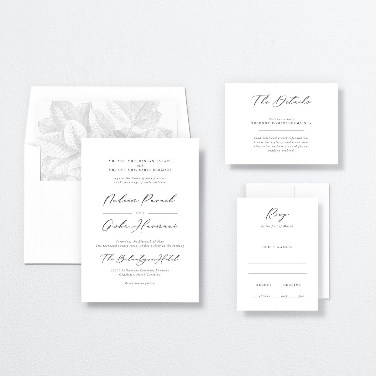 Timeless Script Wedding Invitations Medieval Grey Signature No