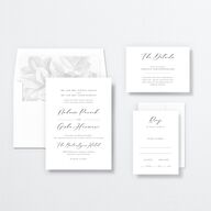 Timeless Script Wedding Invitations Medieval Grey Signature No