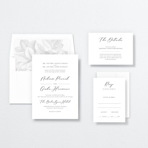 Timeless Script Wedding Invitations Medieval Grey Signature No