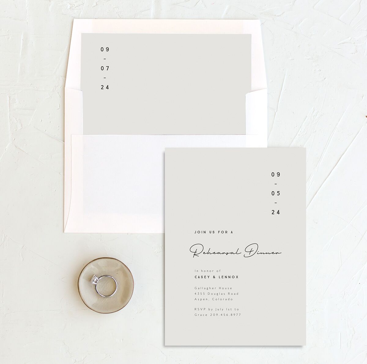 Minimalist Photography Rehearsal Dinner Invitations envelope-and-liner