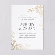 Botanical Luxury Foil Wedding Invitations Pure White Gold Signature Blank Standard No