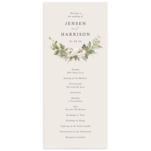 Greenery Laurel Wedding Programs - Cream